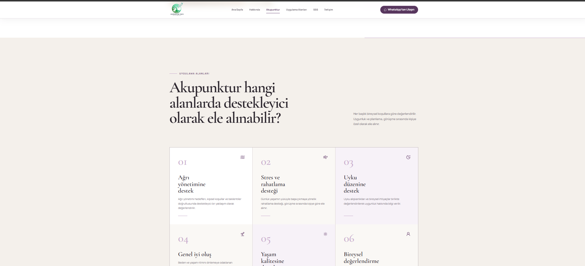 Akupunktur İzmir — Uygulama alanları