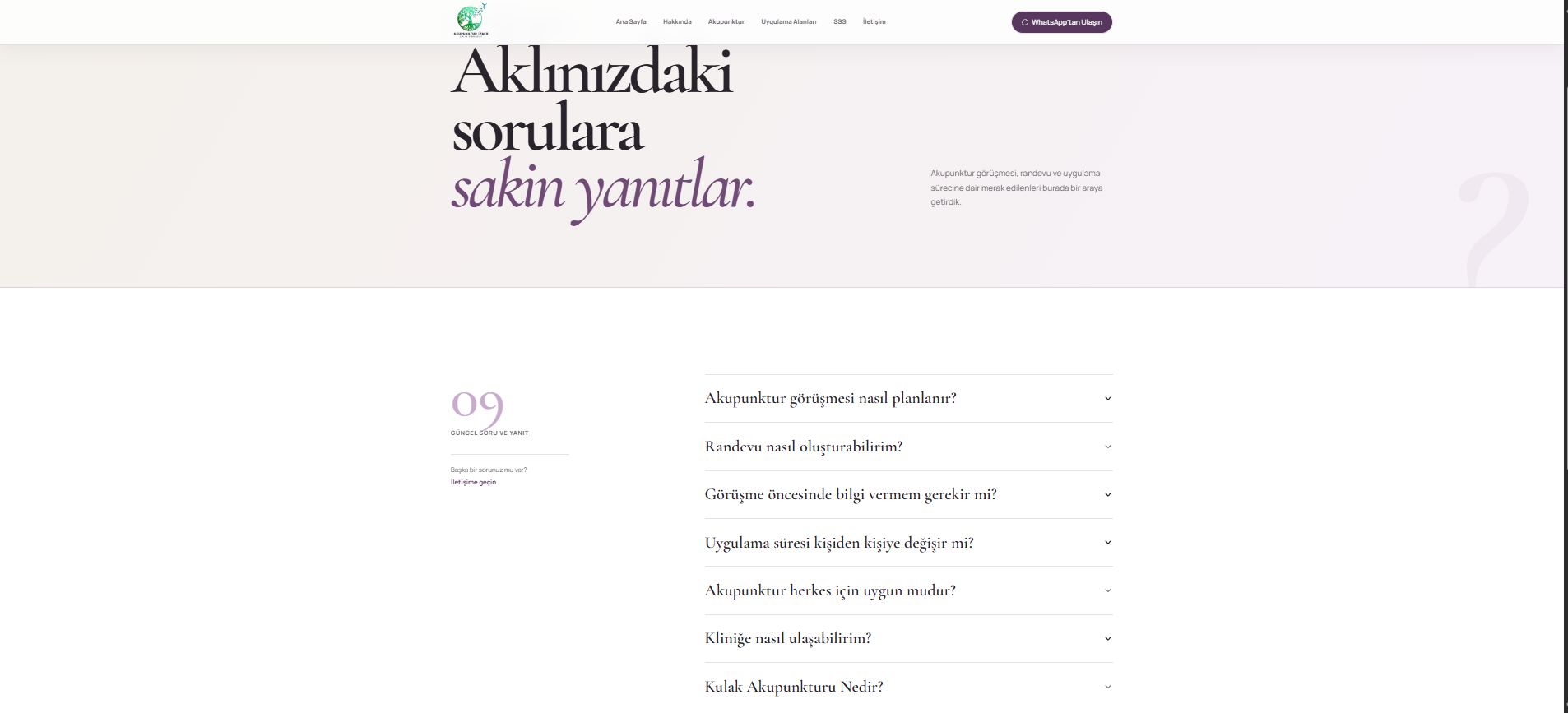 Akupunktur İzmir — Sık sorulan sorular sayfası