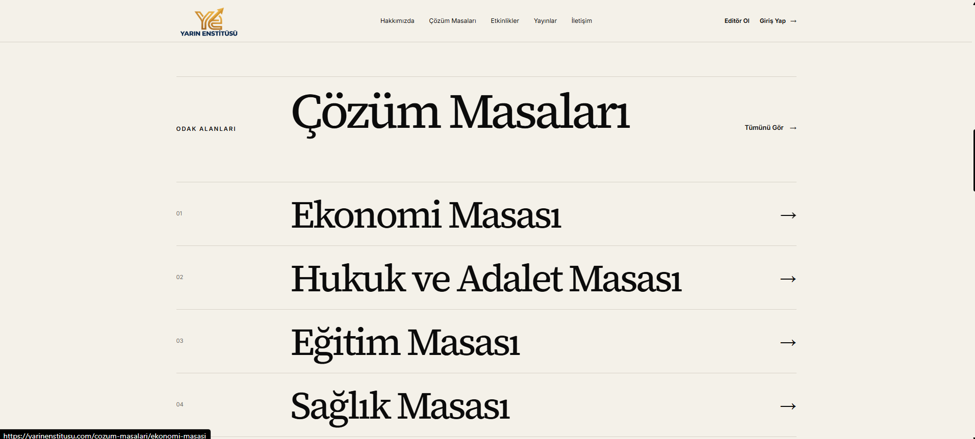 Yarın Enstitüsü — Çözüm masaları