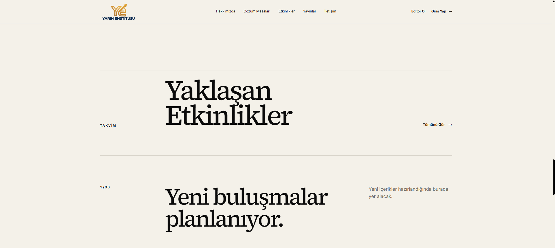 Yarın Enstitüsü — Etkinlik takvimi