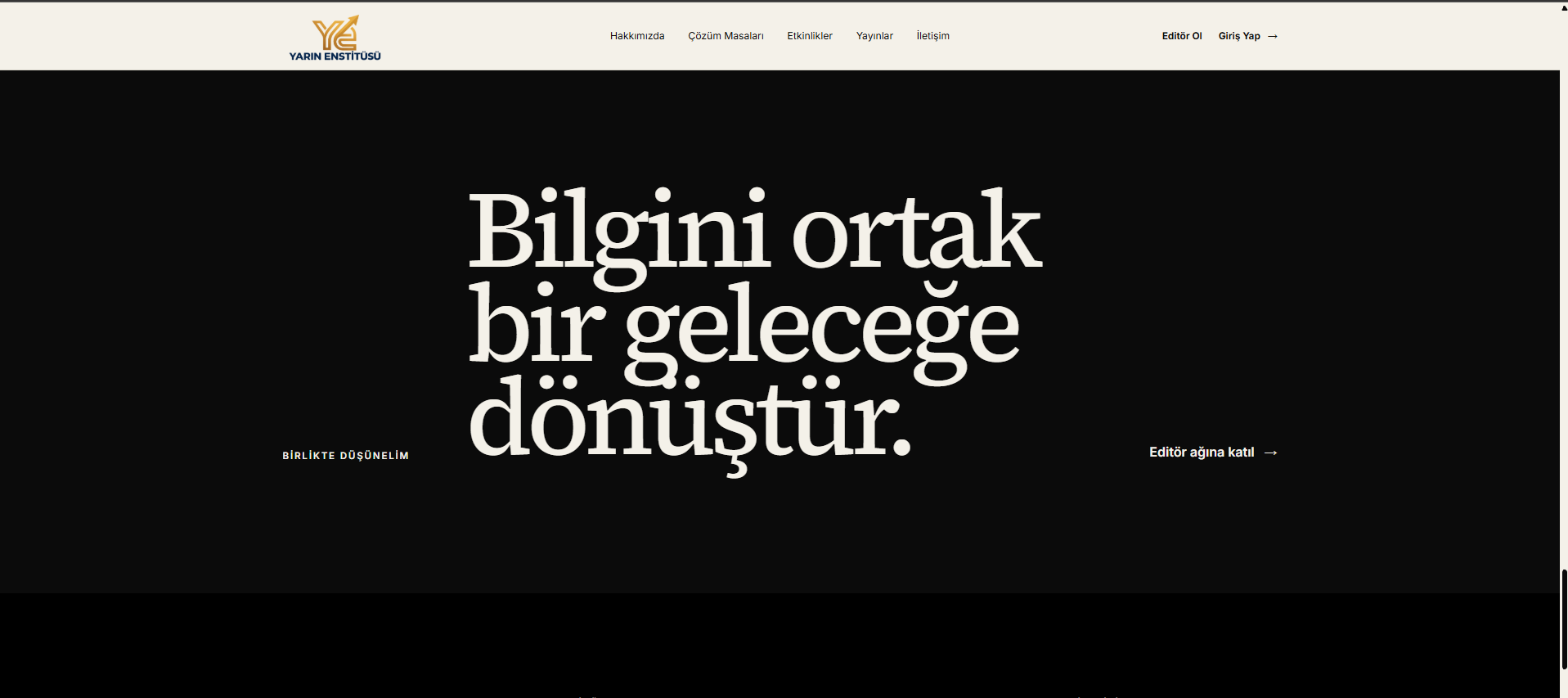 Yarın Enstitüsü — Editör ağına katılım